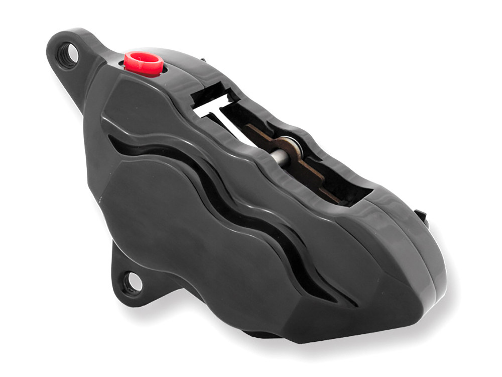 Left Hand Front 4 Piston Caliper - Black. Fits most Big Twin & Sportster 1984-1999 Models with 11.5in. Disc Rotor.