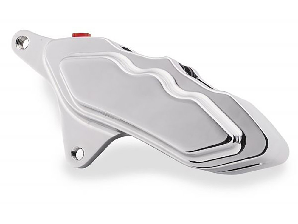 Left Hand Front 6 Piston Caliper - Chrome. Fits Softail 2000-2014, Dyna 2000-2017, Touring 2000-2007 & Sportster 2000-2007.