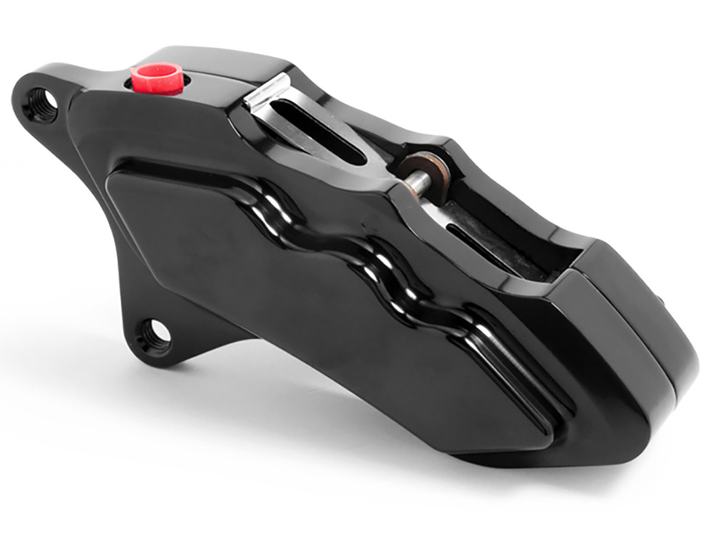 Right Hand Front 6 Piston Caliper - Black. Fits Softail 2015up, V-Rod 2006-2017, Touring 2008up & Sportster 2014-2021