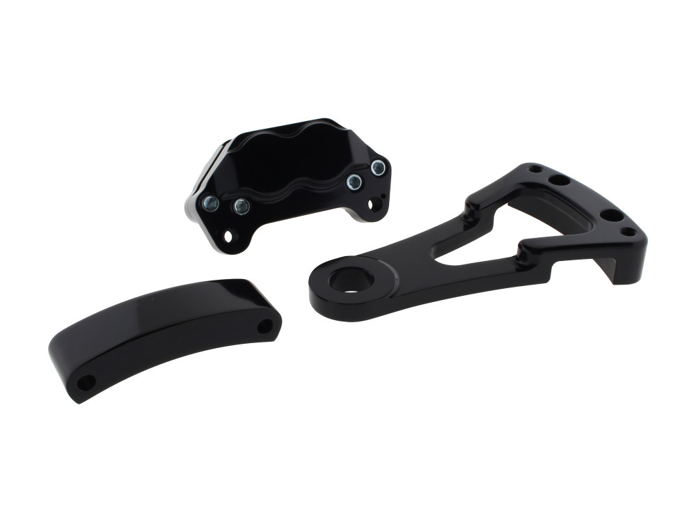Rear Driveside 4 Piston Caliper & Mounting Bracket – Black. Fits Custom with 1in. Axle.