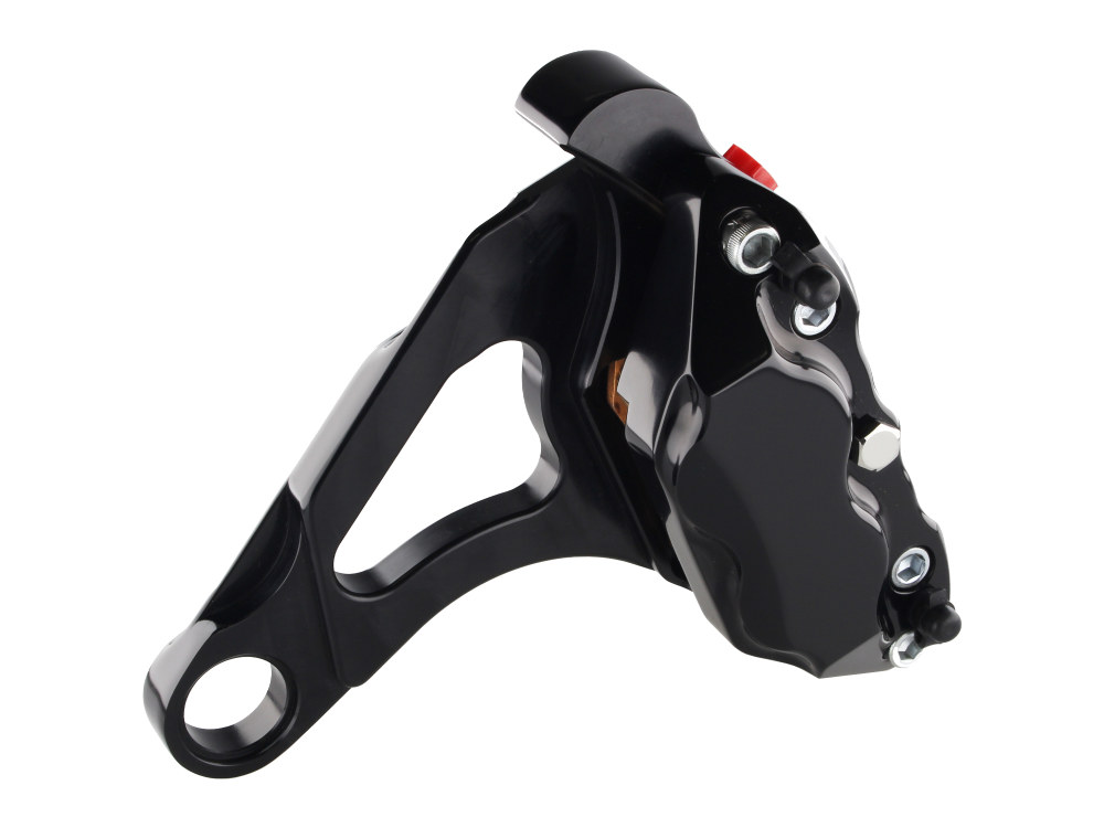 Right Hand Rear 4 Piston Caliper & Mounting Bracket - Black. Fits FX Softail, Fatboy, Rocker & Breakout 2008-2017 Models.