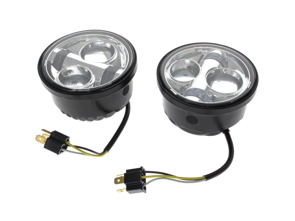 4-1/2in. LED HeadLight Inserts - Chrome. Fits Dyna Fat Bob 2008-2017 with Dual Headlight.