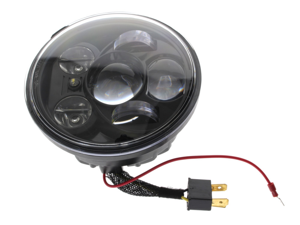 5-3/4in. LED HeadLight Insert with Parker – Black. Fits Most H-D & Indian Scout Models with 5-3/4in. Headlight.