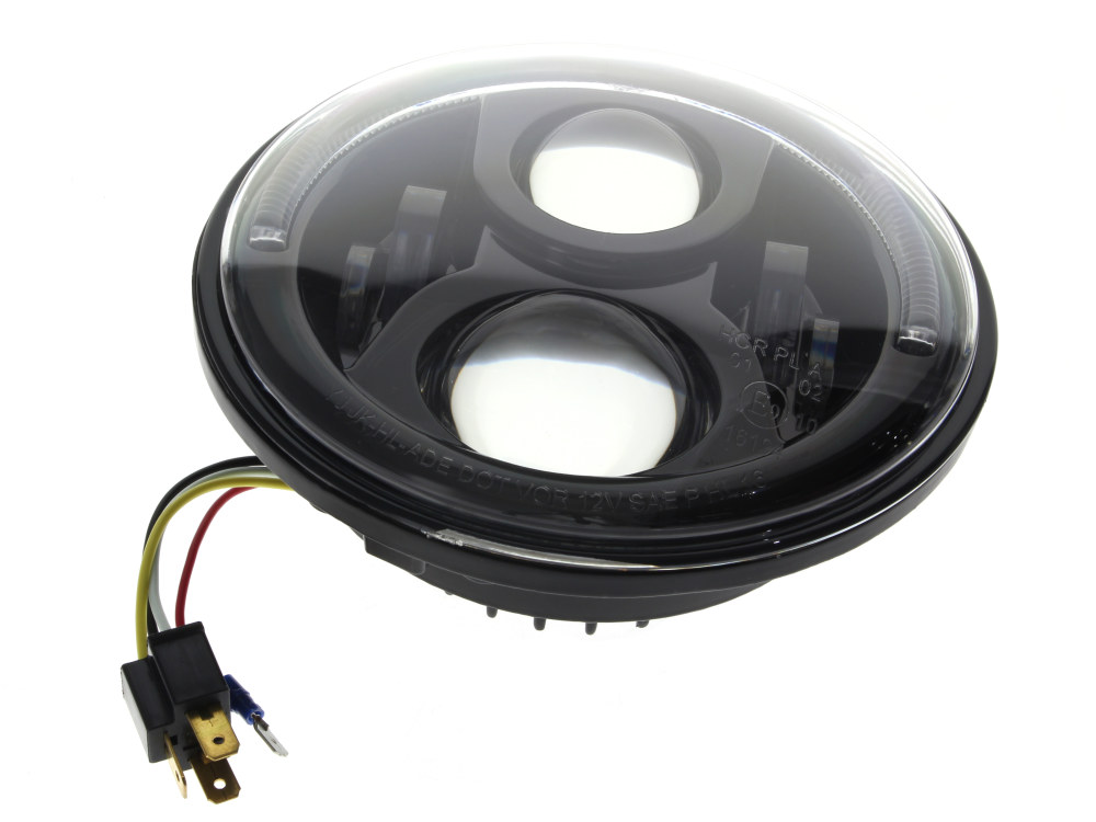 7in. 80w LED HeadLight Insert with Halo – Black. Fits Most H-D, Indian Chief Classic & Dark Horse Models with 7in. Headlight.