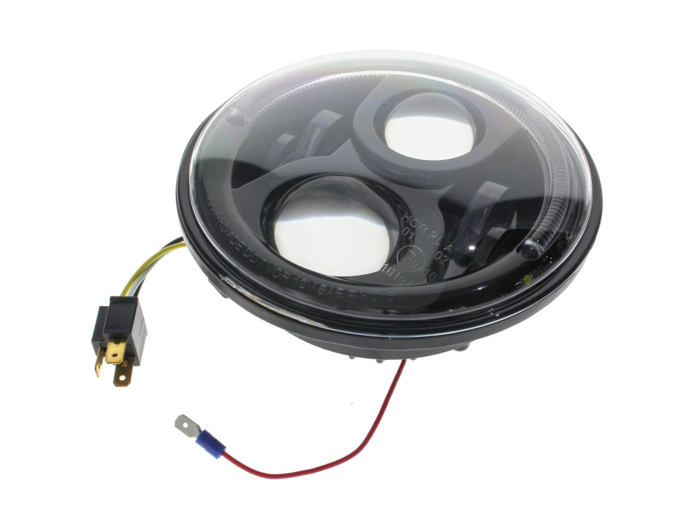 7in. LED HeadLight Insert with Halo – Black. Fits Most H-D, Indian Chief Classic & Dark Horse Models with 7in. Headlight.