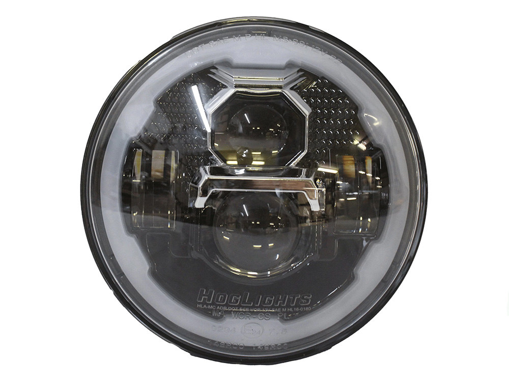 7in. 90w LED HeadLight Insert with Halo – Black. Fits Most H-D, Indian Chief Classic & Dark Horse Models with 7in. Headlight.