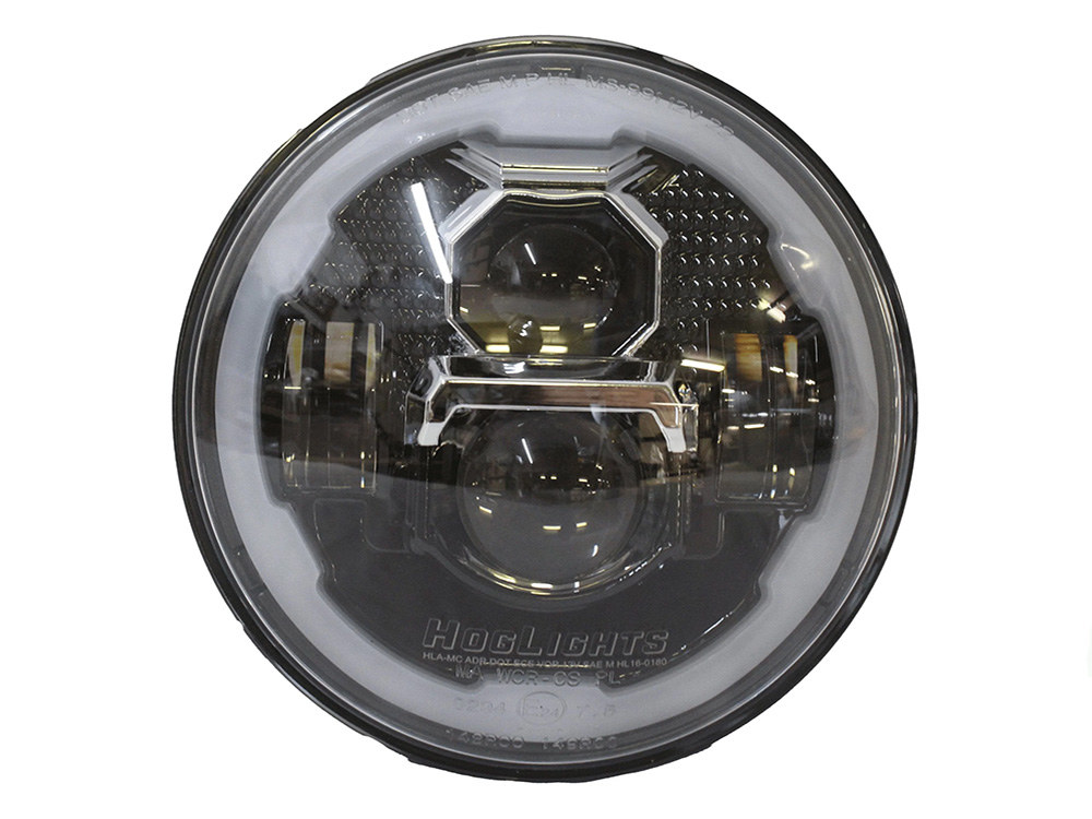 7in. 90w LED HeadLight Insert with Halo - Black. Fits Most H-D, Indian Chief Classic & Dark Horse Models with 7in. Headlight.