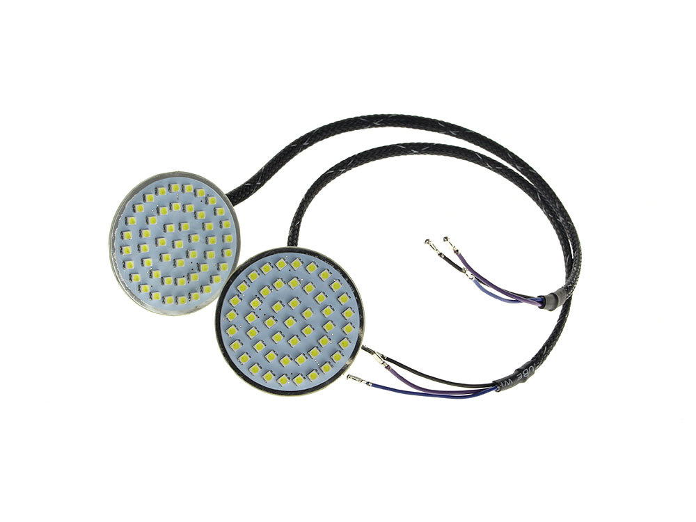 LED DRL Front Turn Signal Inserts. Amber Turn, White Run. Fits Street Glide 2014up Models.