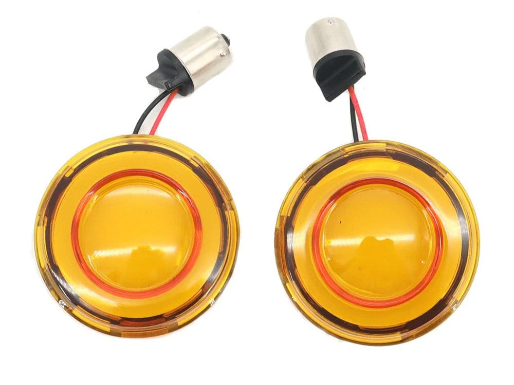 FusionFX Turn Signal Inserts. Amber LED, Amber Lenses. Fits Front and Rear on most Models With OEM Bullet Style Indicators 2002up.