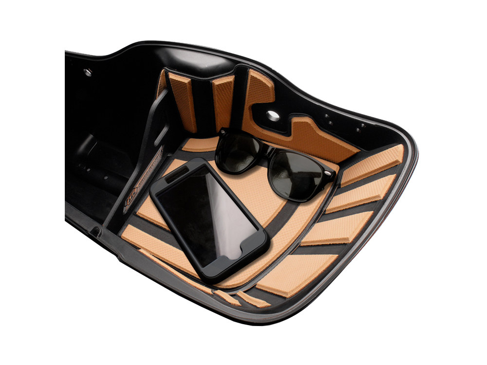 Ryt-There Saddle Bag Shelf – Tan. Fits Touring 2014up Left & Right Bags.