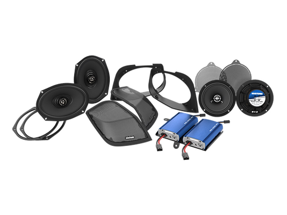 450 Watt Amp x 4 Speaker Kit & Saddlebag Lid Retro Cut In Kit. Fits 2014up Street Glide & 2015up Road Glide