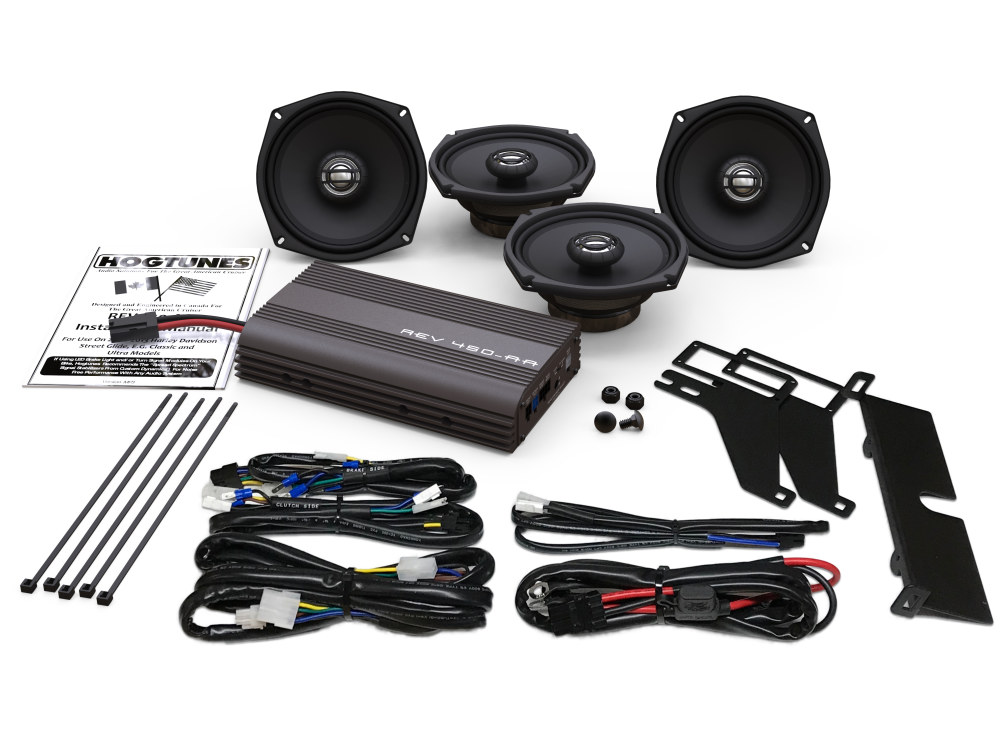 Hogtunes, 400 Watt Amp x 4 Speaker Kit. Fits Ultra Classic 1998-2013 & Tri Glide Ultra 2009-2013