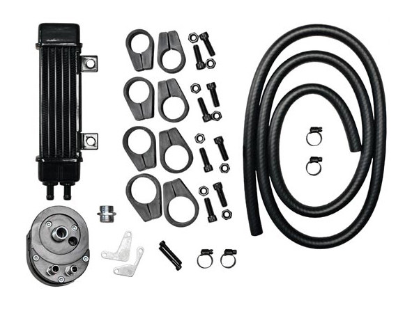 6-Row Vertical Slimline Oil Cooler Kit. Fits Most Big Twin 1984-2017
