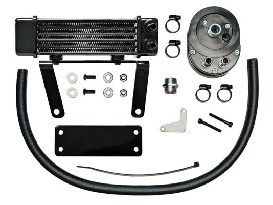 6-Row LowMount Oil Cooler Kit. Fits Softail 2000-2010.