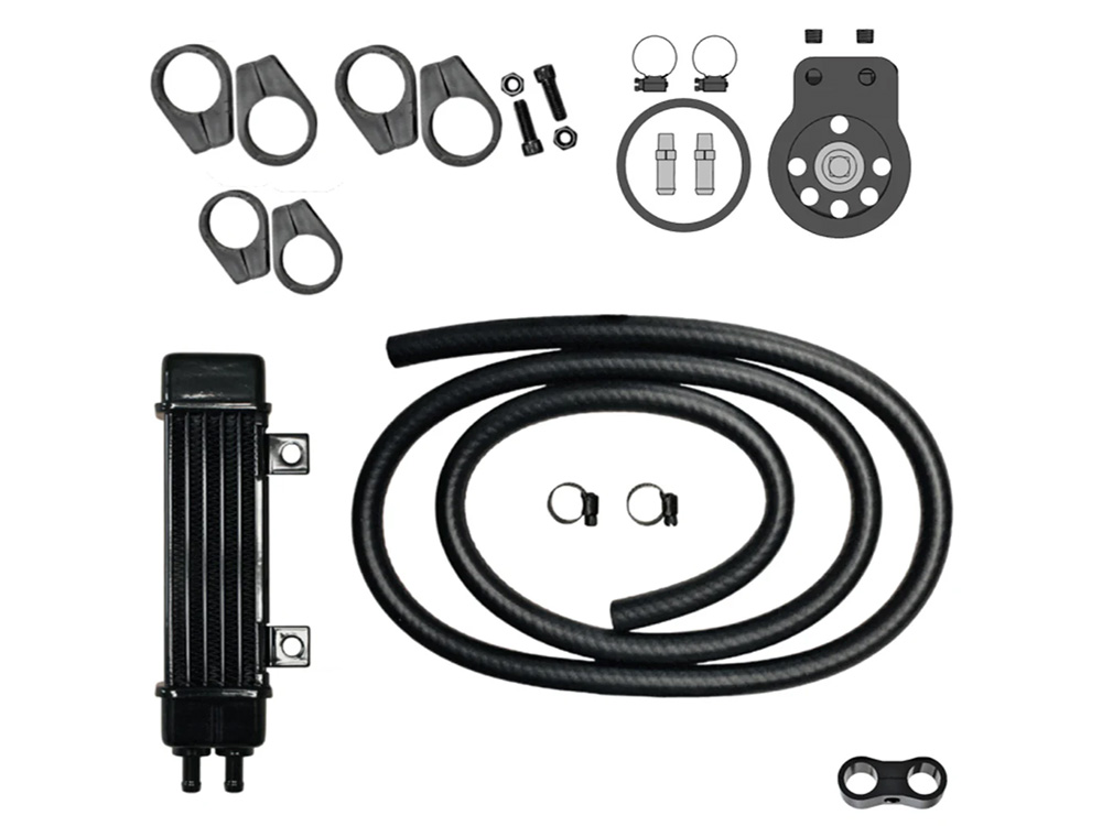 6-Row Vertical Slimline Oil Cooler Kit. Fits Softail 2018up