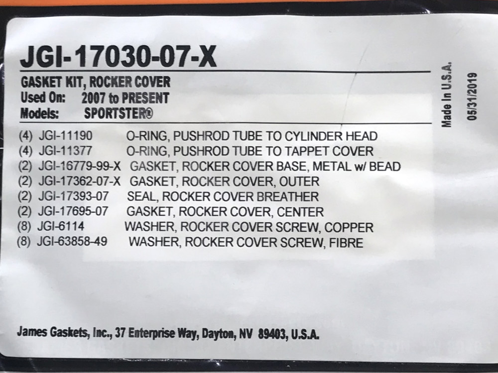 Rubber 17030-07-X James Gasket Rocker Box Gasket Kit