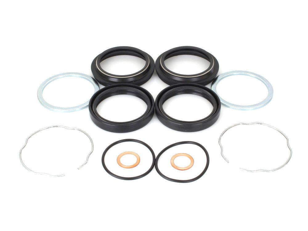 49mm Fork Seal Kit. Fits Dyna 2006-2017, Rocker 2008-2011, V-Rod 2002-2011, Touring 2014up, Breakout 2013up & Some Softail 2018up