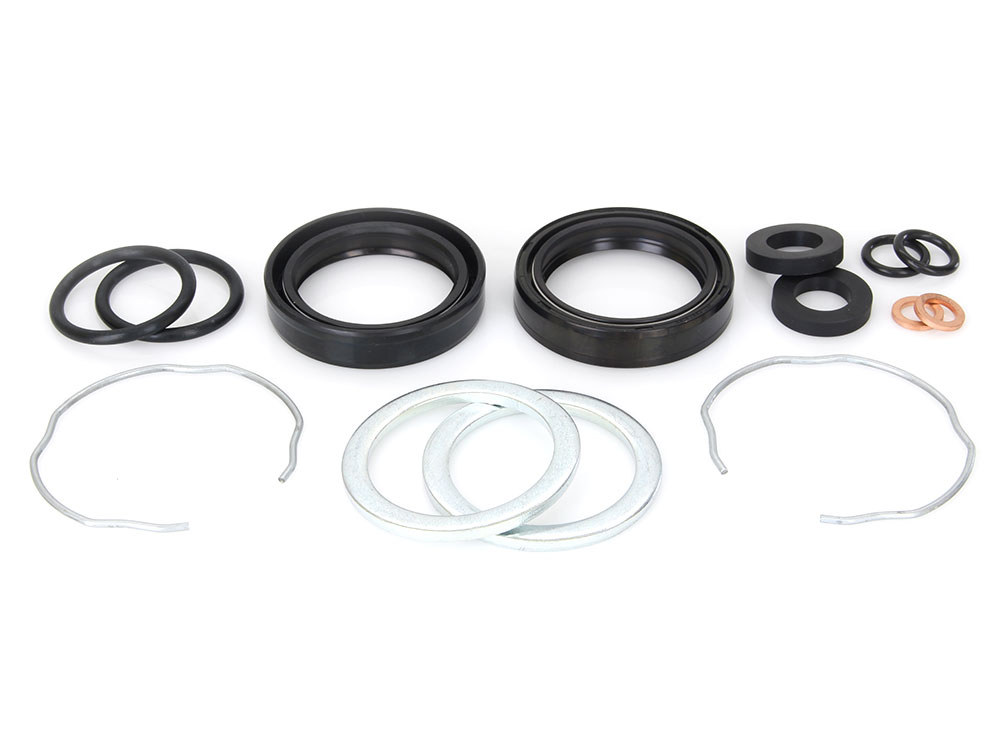 41mm Fork Seal Kit. Fits Softail 1984-2017, Dyna Wide Glide 1993-2005, Dyna Switchback 2012-2016, FXWG 1984-1986, Touring 1984-2013, Buell Thunderbolt 1999-2001, Lightning X1 2000-2002 & XB9S/XB9R 2003