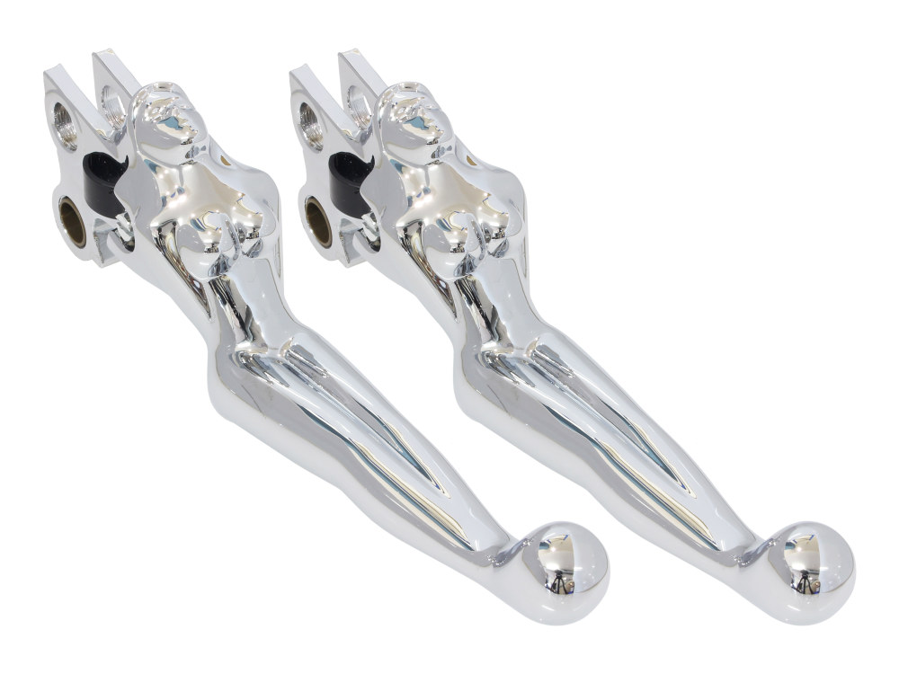 Silhouette Levers -Chrome. Fits Softail 1996-2014, Dyna 1996-2017, Touring 1996-2007 & Sportster 1996-2003
