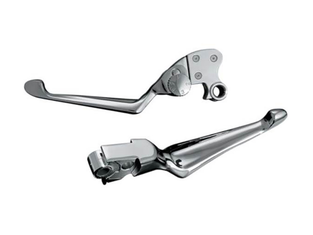 Boss Blades Levers with Adjustable Clutch Lever – Chrome. Fits Softail 1996-2014, Dyna 1996-2017, Touring 1996-2007 & Sportster 1996-2003