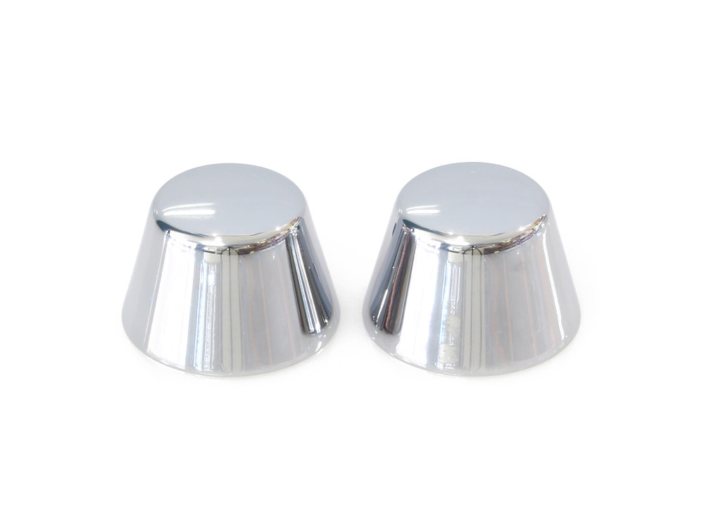 Front Axle Caps – Chrome. Fits Softail, Dyna, Touring & Sportster with 3/4in. Axle.