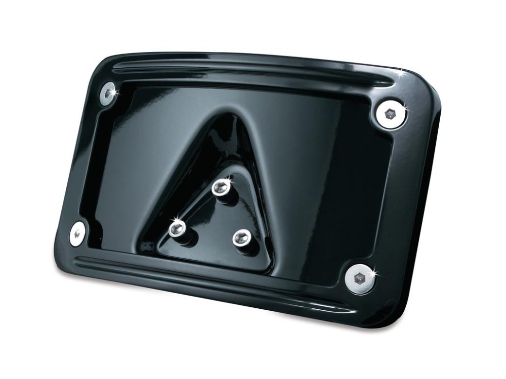 Laydown Curved Number Plate Frame – Black. Fits H-D Models with Standard 3-bolt Mounted License Plate Bracket