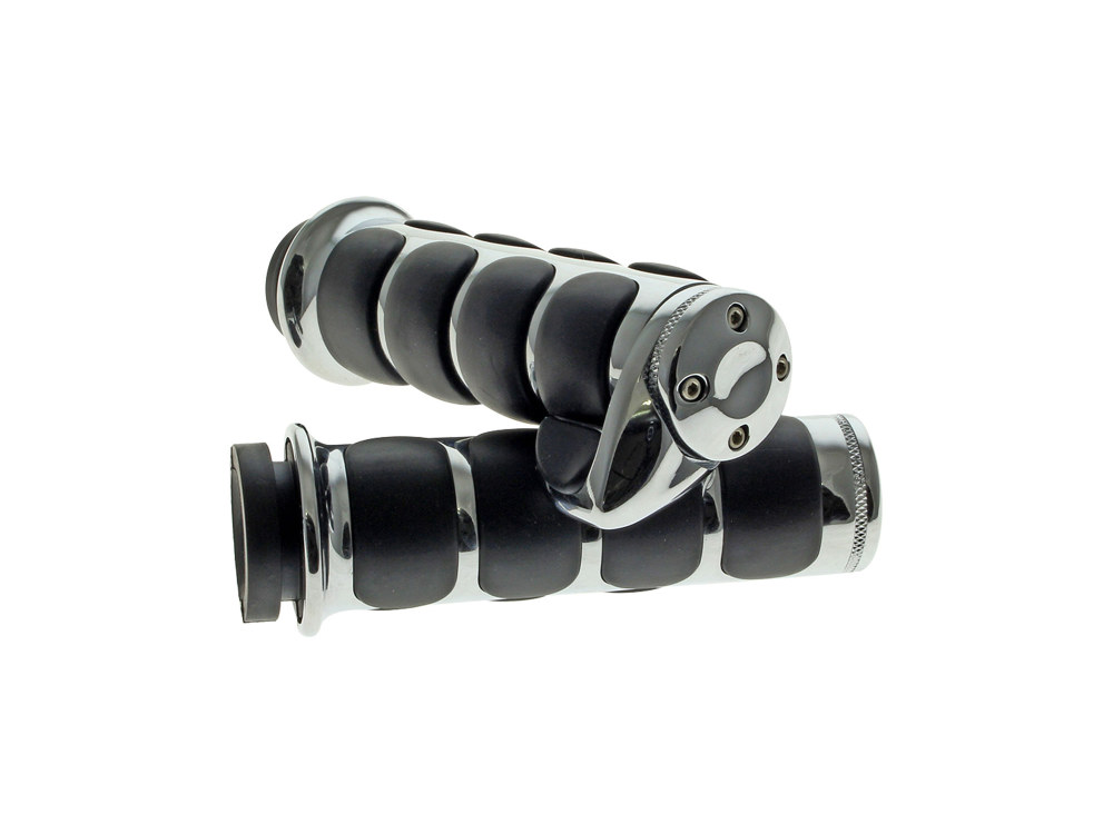 ISO Handgrips with Throttle Boss – Chrome. Fits H-D 2008up with Throttle-by-Wire.