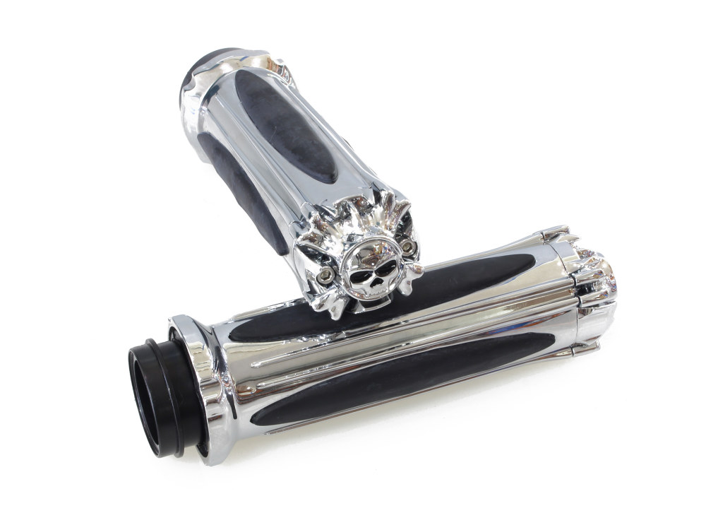 Zombie Handgrips – Chrome. Fits Twin Cam 2008up with Throttle-by-Wire.
