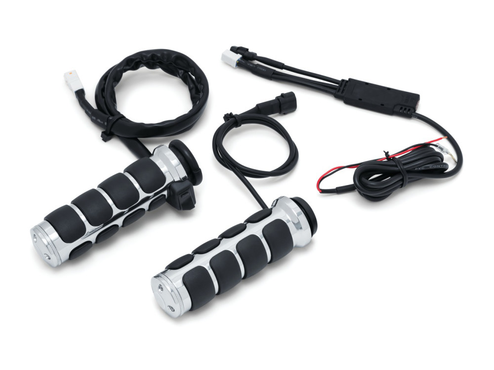 Heated ISO Handgrips – Chrome. Fits H-D 2008up with Throttle-by-Wire.