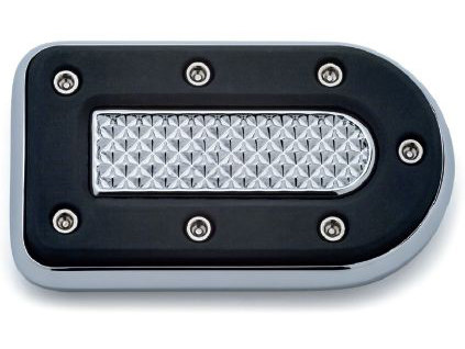 Heavy Industry Brake Pedal Pad – Chrome. Fits Touring 1980up, FL Softail 1986-2017 & Dyna Switchback 2012-2016.