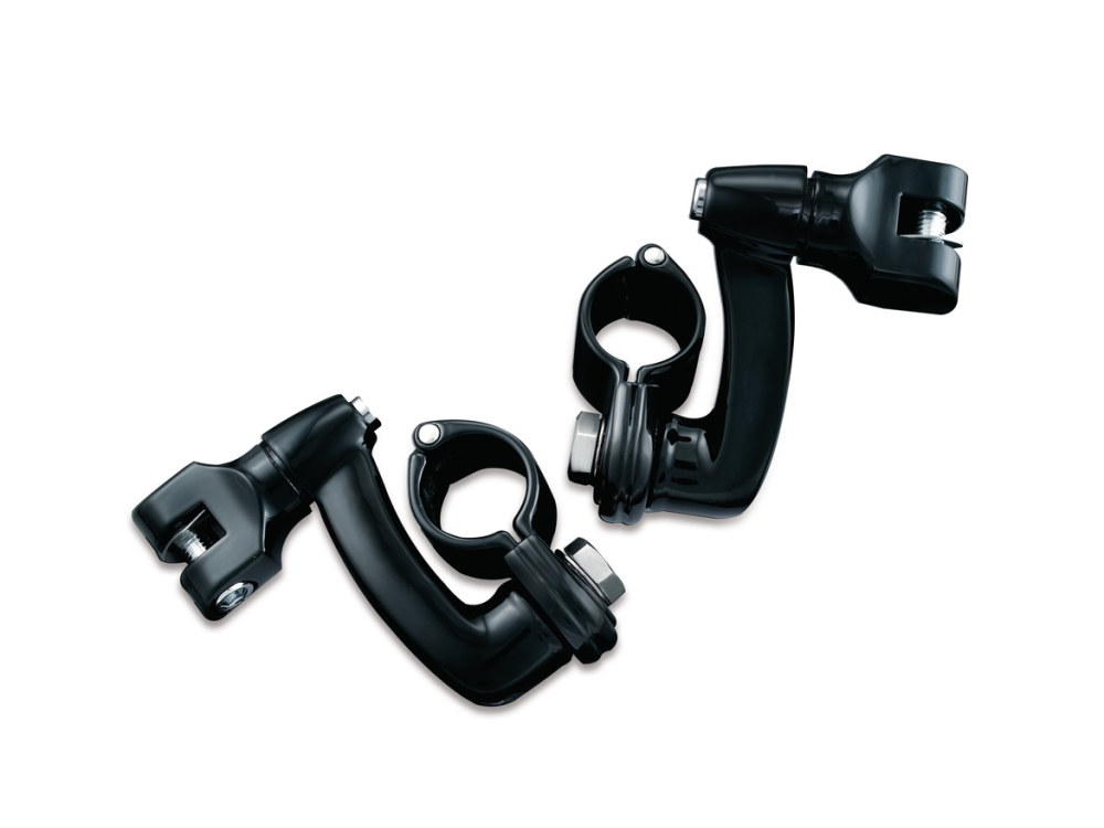 3-1/4in. Longhorn Offset Footpeg Mounts with 1-1/4in. Magnum Quick Clamps – Black.