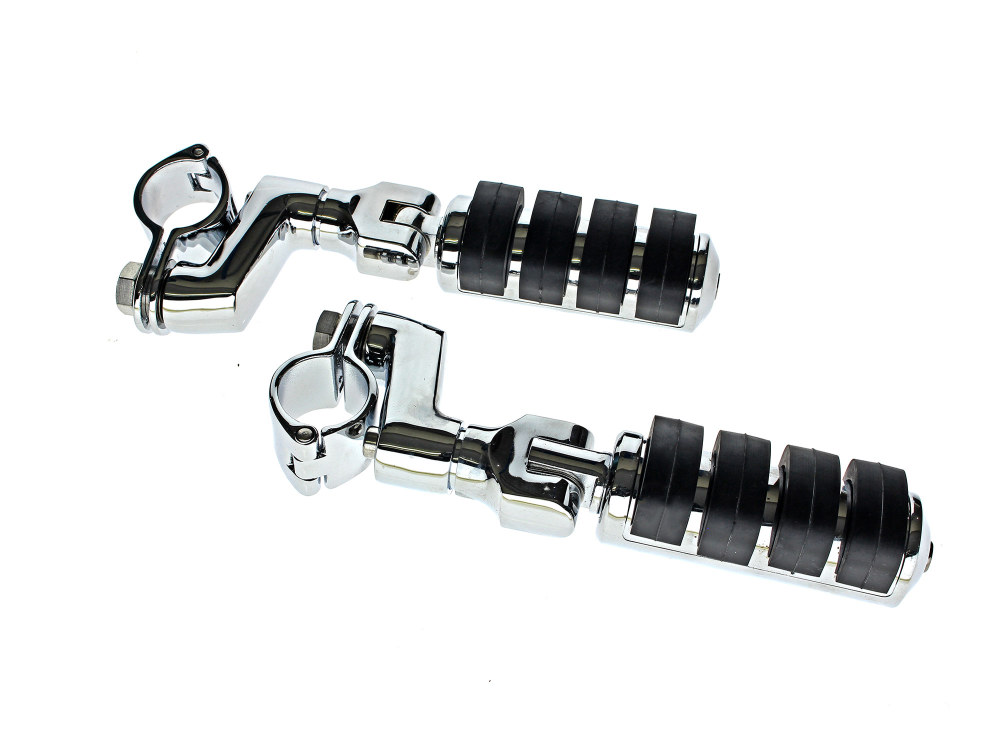 Highway ISO Large Footpegs with Offsets & 1-1/4in. Clamps – Chrome.