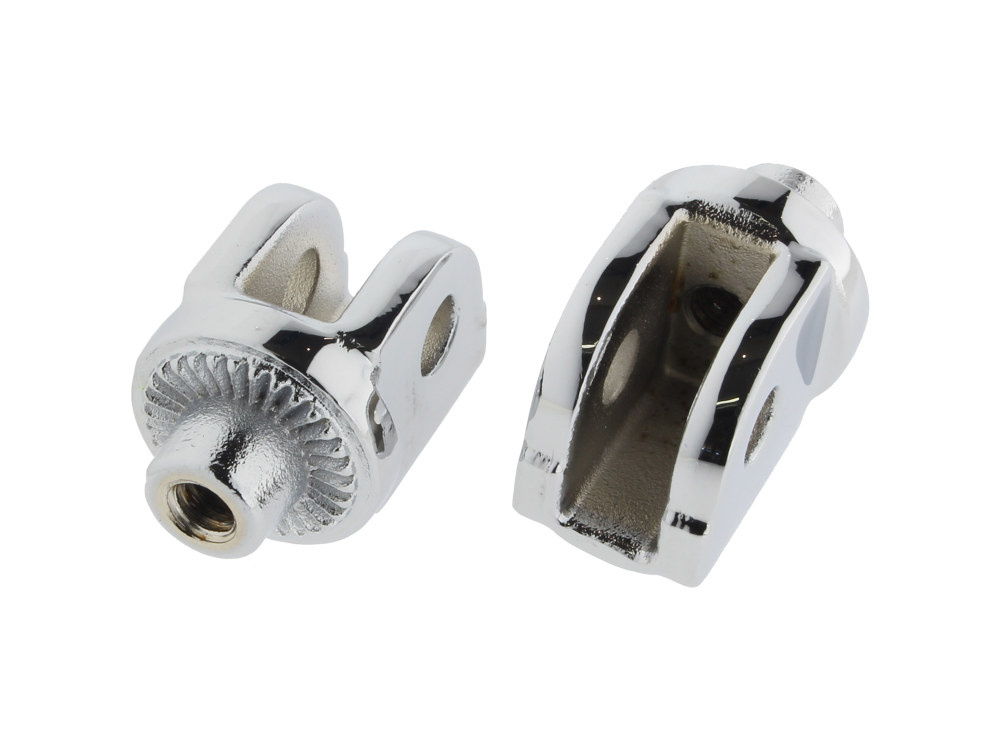 Front Splined Floorboard Mounts - Chrome. Fits Honda & Suzuki.