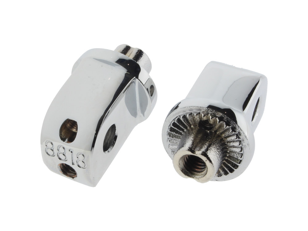 Front & Rear Splined Floorboard Mounts - Chrome. Fits Honda, Suzuki & Yamaha.