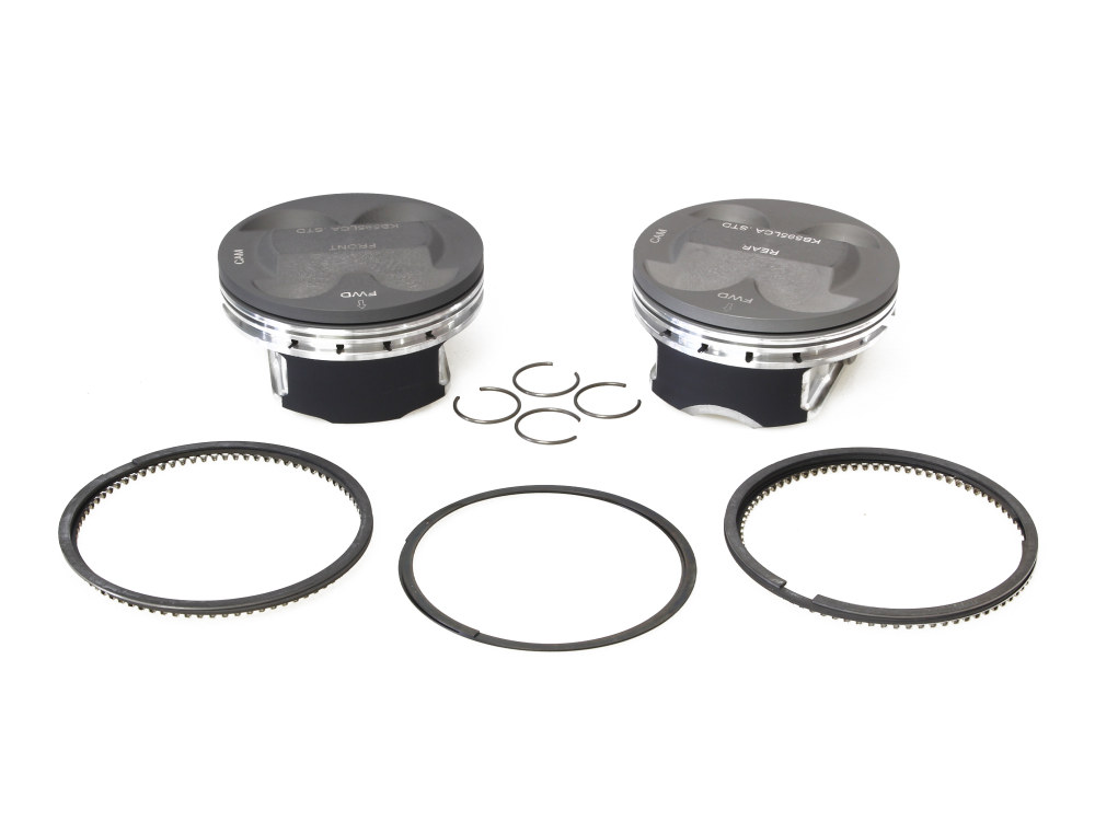 Std Pistons with 11.8:1 Compression Ratio. Fits Milwaukee-Eight 2017up with Big Bore 107ci to 124ci 4.250in. Cylinders.