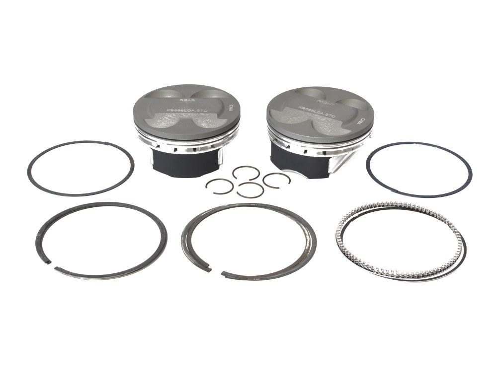 Std Pistons with 11.7:1 Compression Ratio. Fits Milwaukee-Eight 2017up with Big Bore 114 or 117ci to 128ci 4.250in. Cylinders.