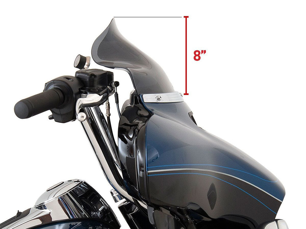 8.5in. Flare Windshield – Tinted. Fits Electra Glide, Tri Glide & Street Glide 2014up.