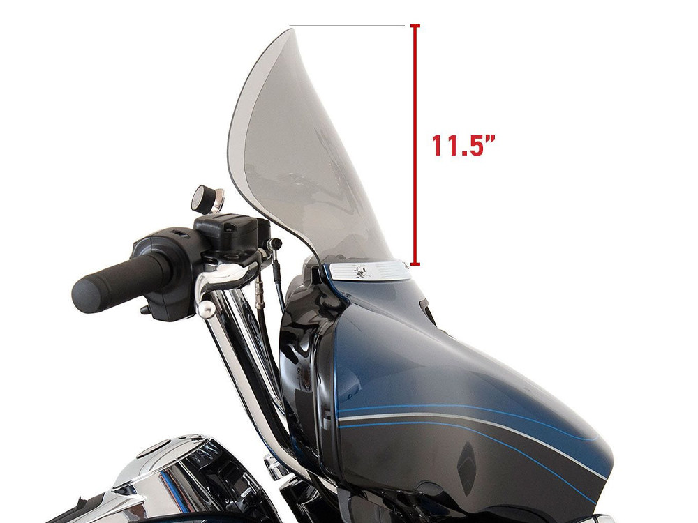 11.5in. Flare Windshield – Tinted. Fits Electra Glide, Tri Glide & Street Glide 2014up.