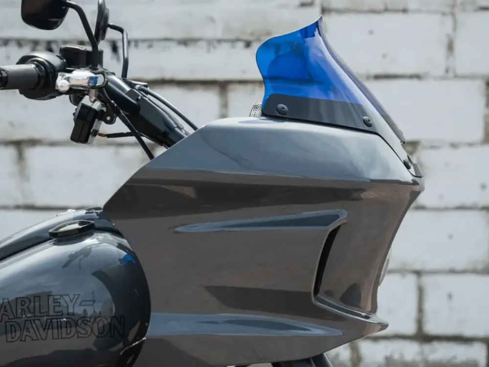 6in. Flare Windshield - Blue. Fits Low Rider ST 2022up - Klock Werks