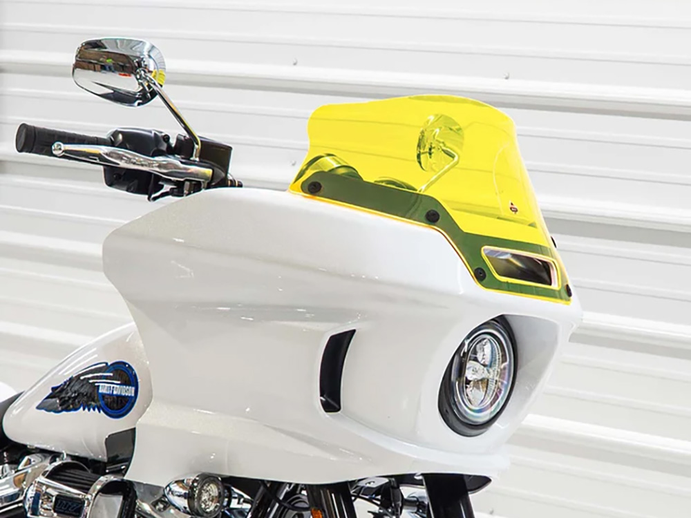 8in. Flare Kolor Windshield - Yellow Ice. Fits Low Rider ST 2022up - Klock Werks