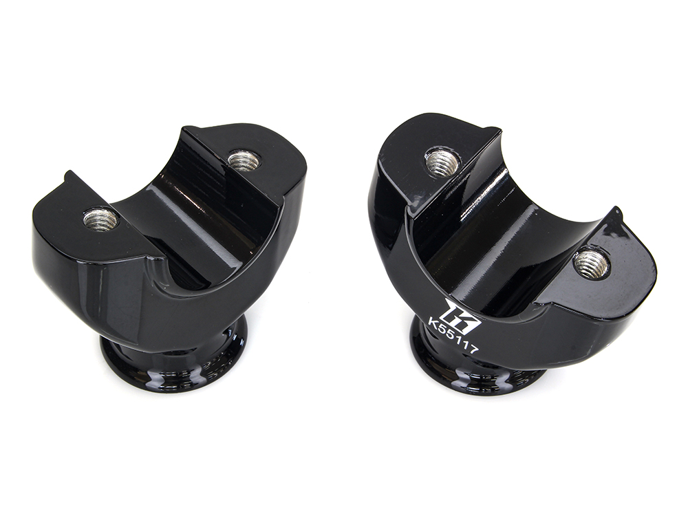 2in. Pullback Riser Bottoms - Gloss Black. Fits 2018up Breakout with 1-1/4in. Handlebar.