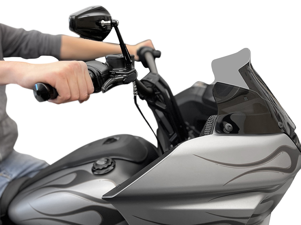 8in. Straight Fastback Risers – Black. Fits Softail Street Bob, Low Rider ST, Standard & Breakout 2018-2024