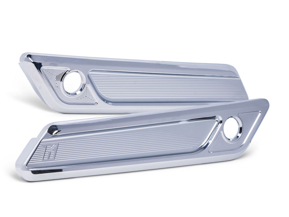 New Style Saddlebag Latch Covers – Chrome. Fits CVO Touring 2023up & Street Glide & Road Glide 2024up.