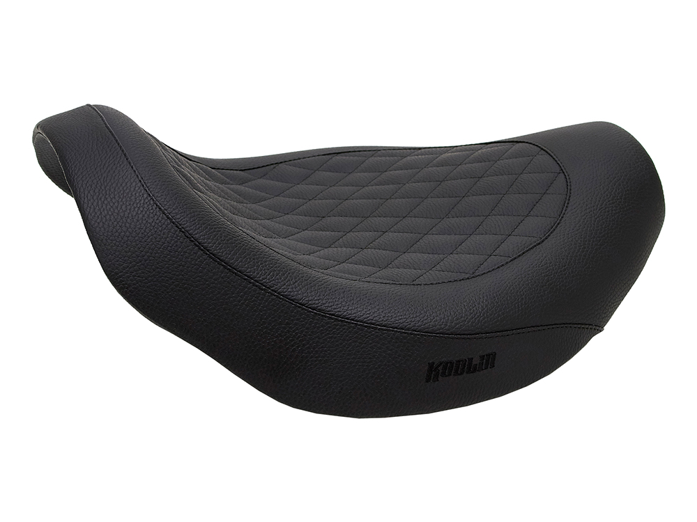Fred Kodlin Diamond Stitch Solo Seat – Black. Fits Softail Breakout & Fatboy with Kodlin Fuel Tank & Rear Fender.