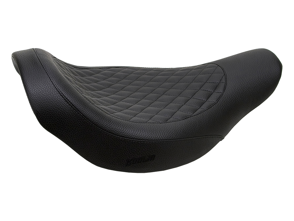 Fred Kodlin Diamond Stitch Solo Seat – Black. Fits Fatboy 2018up & Breakout 2023up with OEM Fuel Tank & Kodlin Rear Fender.