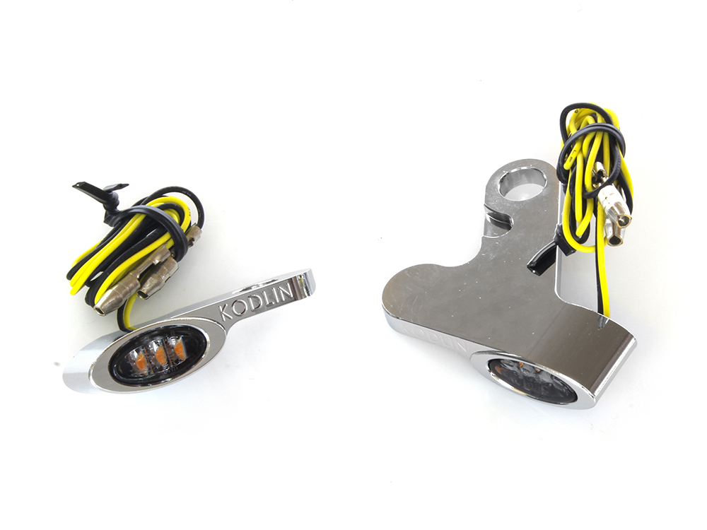Elypse Under Perch Turn Signals - Chrome. Fits Softail 2015-2024 & Touring 2009-2023 Models with Cable Clutch.