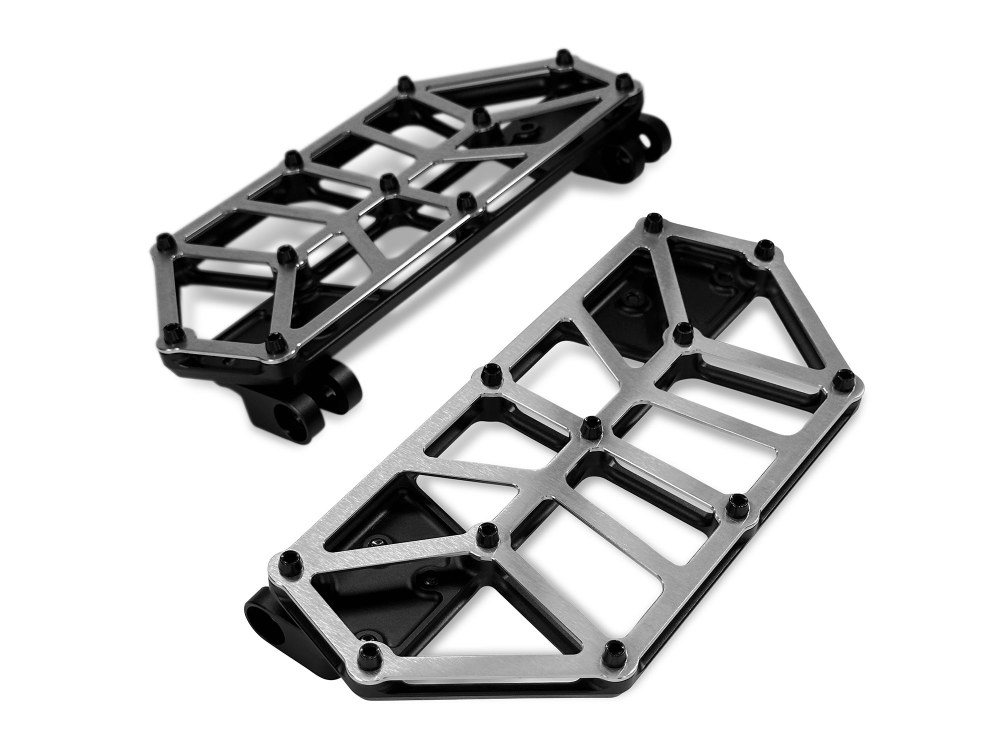 NXL FloorBoards – Black & Stainless. Fits Touring 1982up, FL Softail 1986-2017 & Dyna Switchback 2012-2016