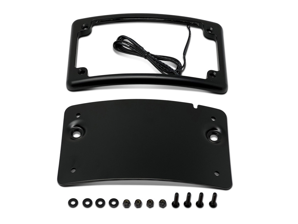 Curved Low Profile Number Plate Frame with LED Illumination – Black.