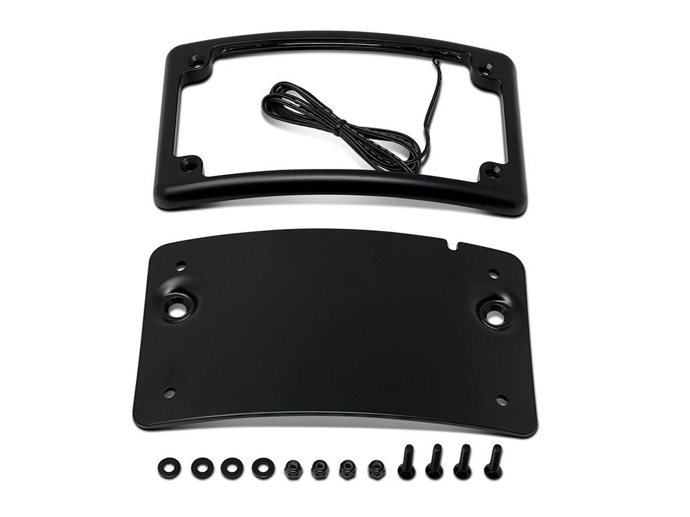 Curved Low Profile Number Plate Frame with LED Illumination - Black.