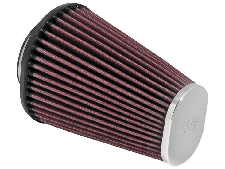 High-Flow Air Filter Element with Oval End Cap - Chrome. Fits Aircharger